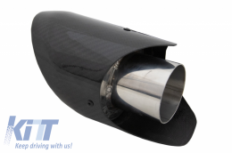 Universal Carbon Fiber Exhaust Muffler Tip Polished Look Inlet 6.2cm-image-6054248