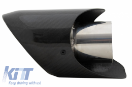 Universal Carbon Fiber Exhaust Muffler Tip Polished Look Inlet 6.2cm-image-6054249