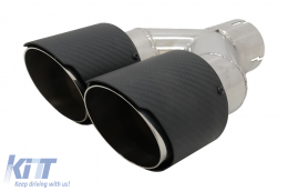 Universal Carbon Fiber Exhaust Muffler Tips Polished Look Inlet 6.1cm-image-6054170