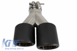 Universal Dual Twin Exhaust Muffler Tips Carbon Fiber Matte Finish Inlet 6cm/2.36inch-image-6043967