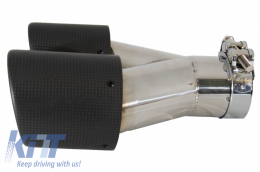 Universal Dual Twin Exhaust Muffler Tips Carbon Fiber Matte Finish Inlet 6cm/2.36inch-image-6043970