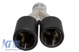 Universal Dual Twin Exhaust Muffler Tips Carbon Fiber Matte Finish Inlet 6cm/2.36inch-image-6043971