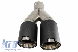 Universal Dual Twin Exhaust Muffler Tips Carbon Fiber Matte Finish Inlet 6cm/2.36inch-image-6044022