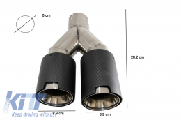 Universal Dual Twin Exhaust Muffler Tips Carbon Fiber Matte Finish Inlet 6cm/2.36inch-image-6044023