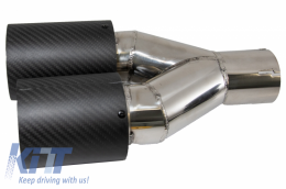 Universal Dual Twin Exhaust Muffler Tips Carbon Fiber Matte Finish Inlet 6cm/2.36inch-image-6044026