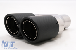 Universal Exhaust Muffler Tip Carbon Fiber Matte Finish Left Side-image-6092340