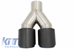 Universal Exhaust Muffler Tip Matte Carbon Fiber Blue Finish Limited Edition Inlet 6.3cm-image-6054068