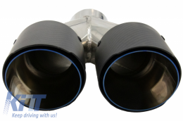 Universal Exhaust Muffler Tip Matte Carbon Fiber Blue Finish Limited Edition Inlet 6.3cm-image-6054071