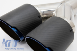 Universal Exhaust Muffler Tip Matte Carbon Fiber Blue Finish Limited Edition Inlet 6.3cm-image-6054074