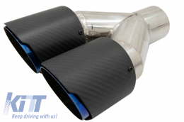 Universal Exhaust Muffler Tip Matte Carbon Fiber Blue Finish Limited Edition Inlet 6.3cm-image-6054077