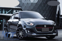 Vorne Gitter Kühlergrill für Suzuki Swift ZC33S 2017+ Schwarz mit Rot Sport Look-image-6050238