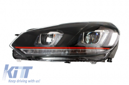 Фарове подходящи за VW Golf 6 VI (2008-2012) Golf 7 3D LED DRL U-Design LED Flowing Turning Light Red Stripe TFSI-image-6014653