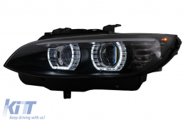 Xenon Headlights 3D LED Angel Eyes suitable for BMW 3 Series E92 E93 (2006-2010) U-Type Black-image-6099638