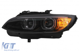 Xenon Headlights 3D LED Angel Eyes suitable for BMW 3 Series E92 E93 (2006-2010) U-Type Black-image-6099644