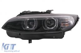 Xenon Headlights 3D LED Angel Eyes suitable for BMW 3 Series E92 E93 (2006-2010) U-Type Black-image-6099647