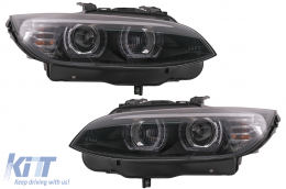 Xenon Headlights 3D LED Angel Eyes suitable for BMW 3 Series E92 E93 (2006-2010) U-Type Black-image-6099648