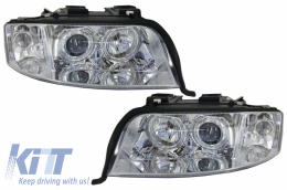 Xenon Headlights Angel Eyes suitable for Audi A6 4B C5 (2001-2004) Limo Avant Chrome - HLAUA64BHID