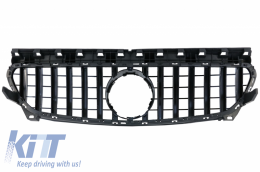 Zentral Grille für Mercedes CLA C117 X117 W117 2013-2018 GT-R Look Alles Schwarz-image-6042779